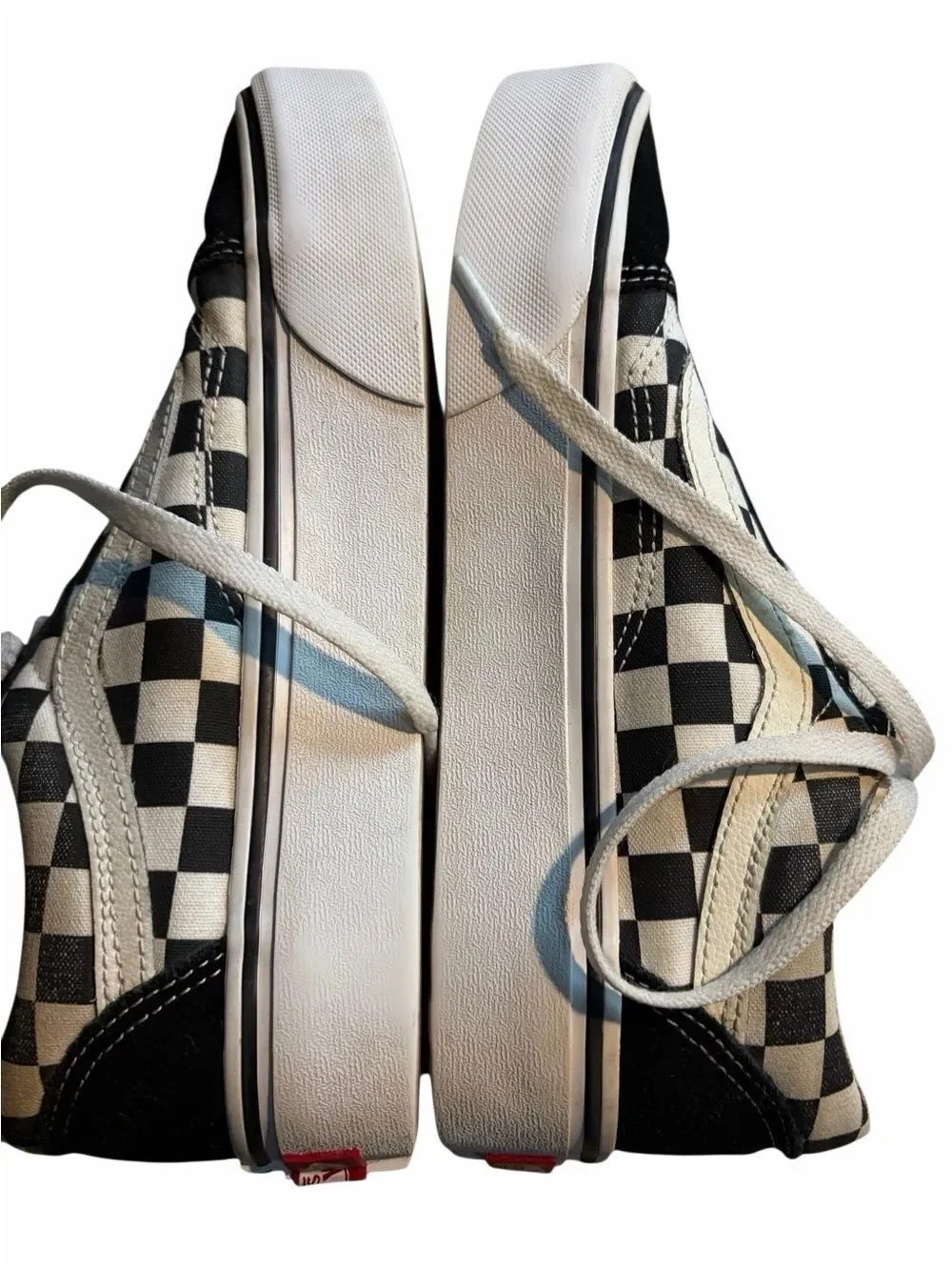 Vans Old Skool sneakers, black/white checkerboard on canvas, black suede